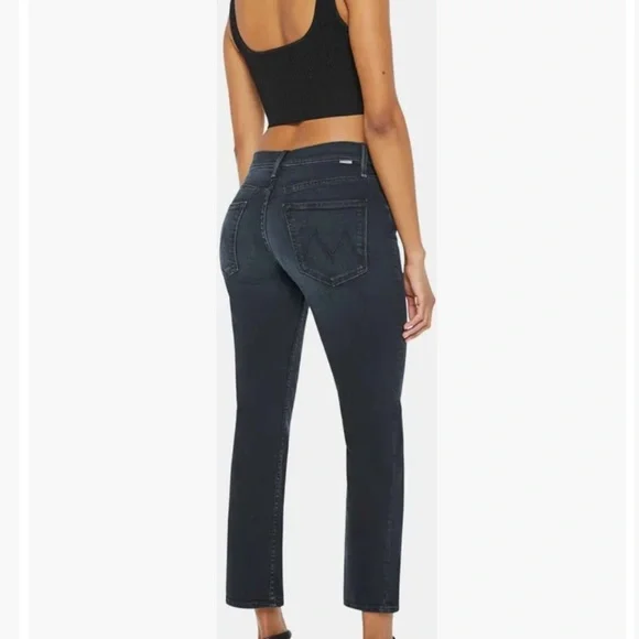 MOTHER The Rider High Waist Ankle Slim Straight Leg Jeans in Night in Paris